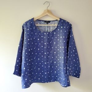 Athena Marie Stars Linen Boxy Style Top Langen Loo
